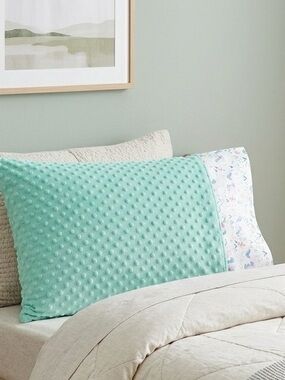 Unicorn and Seafoam Green Textured Minky Dot Pillowcase standard size